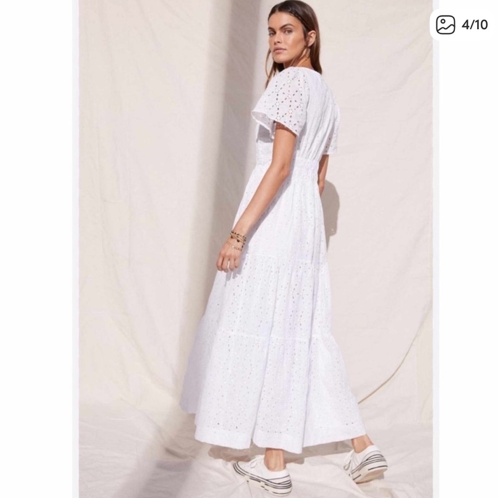 White Anthropologie eyelet midi somerset dress NWT SIZE M - Picture 3 of 6